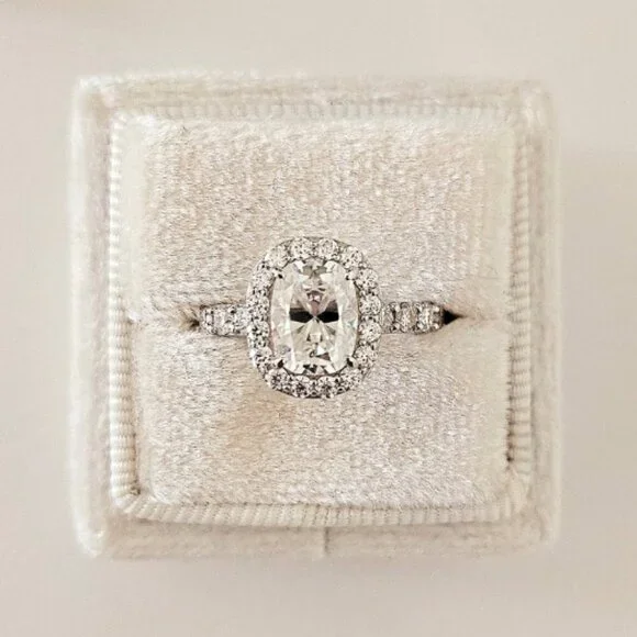 2 CT Elongated Cushion Cut Moissanite Ring - Sterling Silver Gold-Plated - Picture 1 of 5